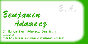 benjamin adamecz business card